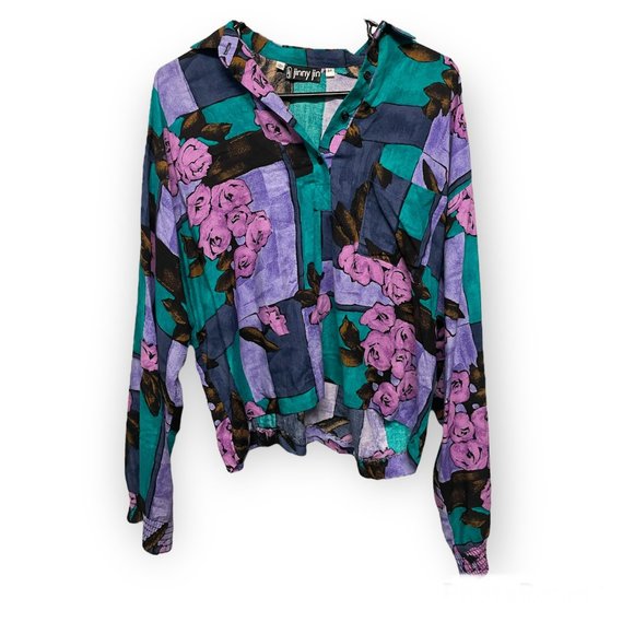Jinny Jin Y2K Abstract Blouse - Picture 1 of 4